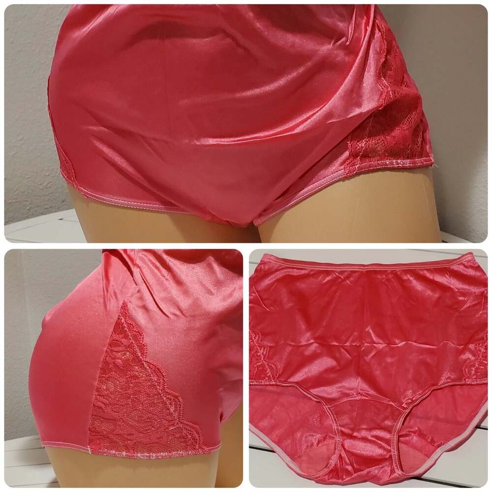 Shadowline 17082 Full Cut Brief Nylon Lace Full Cut Panty Pink Peony